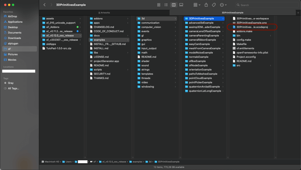 selecting the 3D primitives example