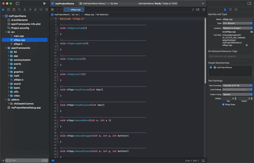 blank openframeworks project template